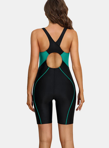 Dark Green One-Piece Sports Swimsuit